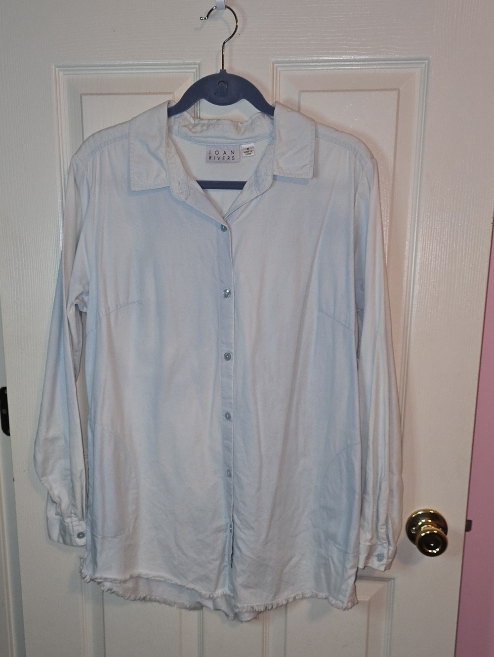 Joan Rivers Pale Blue Women's Button-Up Tunic Top
